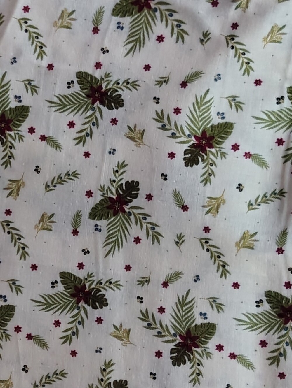 Riley Blake Bee Inspired Cream Holly Sprig Cotton Fabric - 7 2/3 Yd